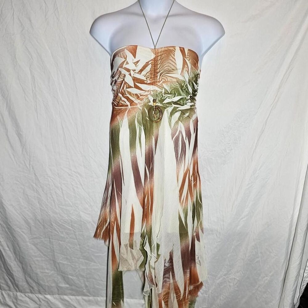 vintage y2k 2000s boho whimsigoth assymetrical hem halter dress